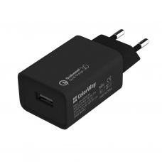 Зарядний пристрій ColorWay 1USB Quick Charge 3.0 (18W) black (CW-CHS013Q-BK)