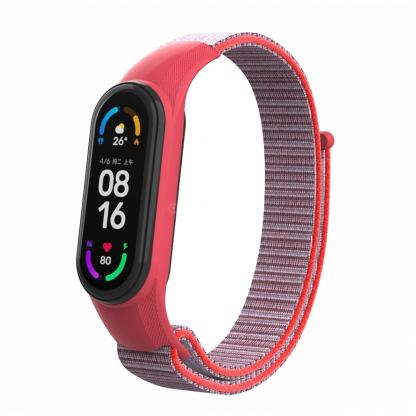 Ремешок для фитнес браслета Armorstandart нейлоновый для Xiaomi Mi Band 7/6/5/4 Grey/Red (ARM67853)