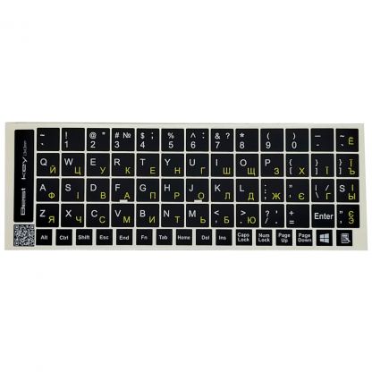 Наклейка на клавиатуру BestKey непрозрачная чорная, 68, желтый (BK13YEL/022)