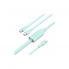 Дата кабель USB-C to 2xUSB-C 1.5m 5.0A Silicone Type Green Vention (CTMGG)