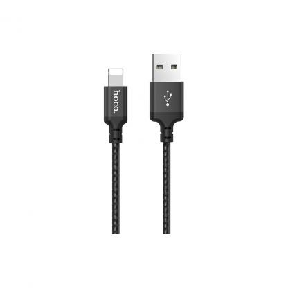 Дата кабель USB 2.0 AM to Lightning 1.0m 2A nylon X14 black HOCO (6957531062820)