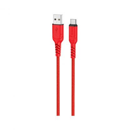 Дата кабель USB 2.0 AM to USB-C 1.0m 3A nylon X59 red HOCO (6931474744937)