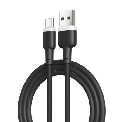 Дата кабель USB 2.0 AM to USB-C 1.0m 2.1A silicone black XO (NB208-TC-1-BK)