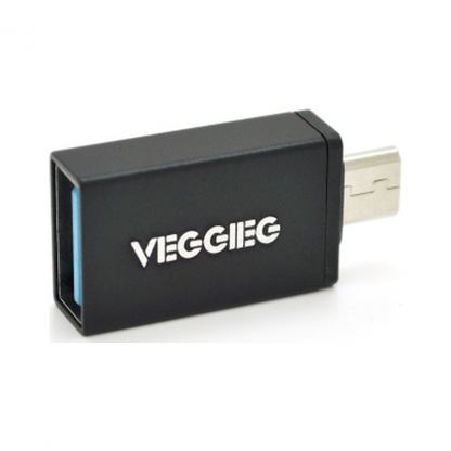Переходник USB 2.0 AF to Micro 5P M OTG black VEGGIEG (V-OT01)