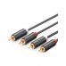Кабель мультимедийный 2xRCA M to 2xRCA M 3.0m AV104 black UGREEN (10519)