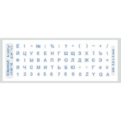Наклейка на клавиатуру BestKey mini Pro 3,5х3мм, прозоpачное основание, 70, синий (BKmPRO/BluTr/052)