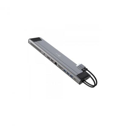 Порт-репликатор J5create Dock-Station USB-C 10Gbps, 12-in-1 (слот M2 NVMe/хаб/HDMI/DP/PD/картрид/LAN) (JCD552-N)