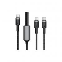 Дата кабель USB-C to 2xUSB-C 1.2m 100W nylon black Acefast (6974316285120)