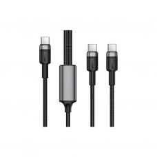 Дата кабель USB-C to 2xUSB-C 1.2m 100W nylon black Acefast (6974316285120)