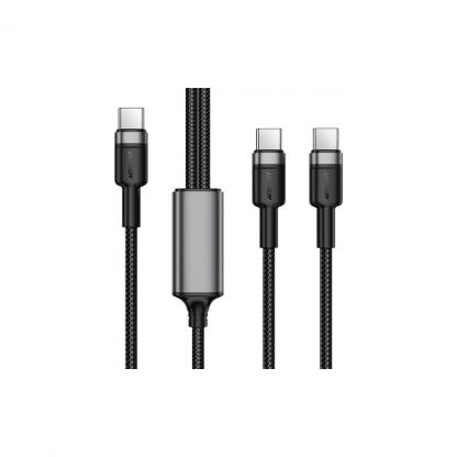 Дата кабель USB-C to 2xUSB-C 1.2m 100W nylon black Acefast (6974316285120)