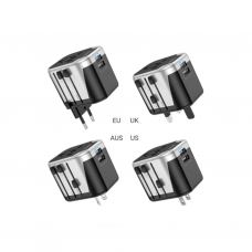 Мережевий фільтр живлення HOCO AC5 1 роз, 2 USB, 1,5м, Black/Gray (AC5ABG)