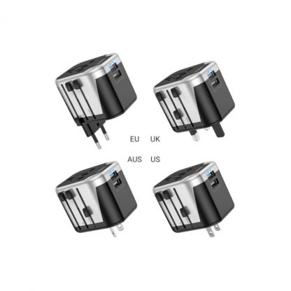 Сетевой фильтр питания HOCO AC5 1 роз, 2 USB, 1,5м, Black/Gray (AC5ABG)