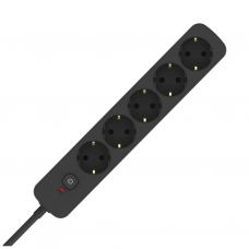 Мережевий фільтр живлення ColorWay CCA-3G1MM 5 розеток, 2m Black (CW-PSEA1052BK)
