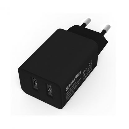 Зарядний пристрій ColorWay 2USB AUTO ID 2.1A (10W) black (CW-CHS015-BK)