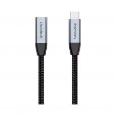 Дата кабель USB-C 3.1 AM/AF 2.0m 10Gbps 100W nylon braid Choetech (XCC-1039-CA-GY)