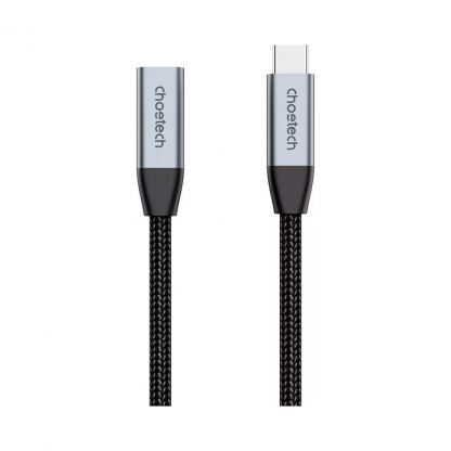 Дата кабель USB-C 3.1 AM/AF 2.0m 10Gbps 100W nylon braid Choetech (XCC-1039-CA-GY)