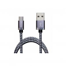 Дата кабель USB 2.0 AM to Micro 5P 1.0m 3A silver black Grand-X (FM07SB)