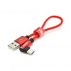 Дата кабель USB 2.0 AM to USB-C 0.25m 2.4A red VEGGIEG (YT-UT-20R)