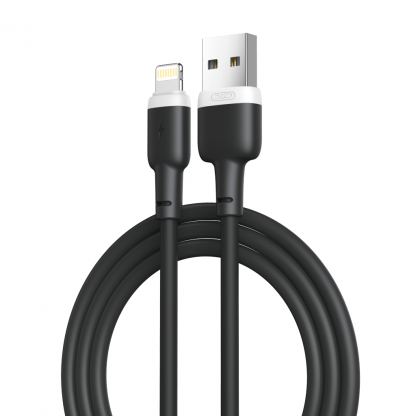 Дата кабель USB 2.0 AM to Lightning 1.0m 2.1A silicone black XO (NB208-L-1-BK)