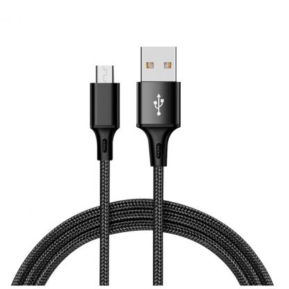Дата кабель USB 2.0 AM to Micro 5P 2.0m 1.5A braided black XO (NB143-M2-BK)