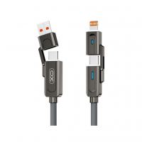 Дата кабель USB 2.0 AM to USB-C + USB 2.0 AM to Lightning 1.0m 60W gray XO (NB275_4-in-1_Gray)