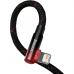 Дата кабель USB 2.0 AM to Lightning 2.0m 2.4A 90° corner black/red Baseus (CAVP000120)