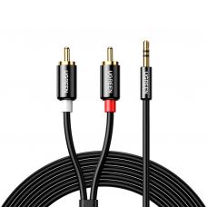 Кабель мультимедийный 3.5mm M to 2xRCA M 5.0m AV116 black UGREEN (10591)