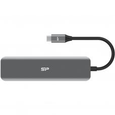 Порт-репликатор Silicon Power Docking Station USB-C 7-in-1 Boost SU20 Silver Aluminum (SPU3C07DOCSU200G)