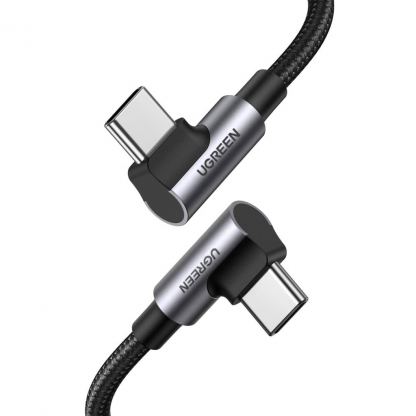 Дата кабель USB-C to USB-C 1.0m 100W (20V/5A) 90° corner braided black UGREEN (70696)