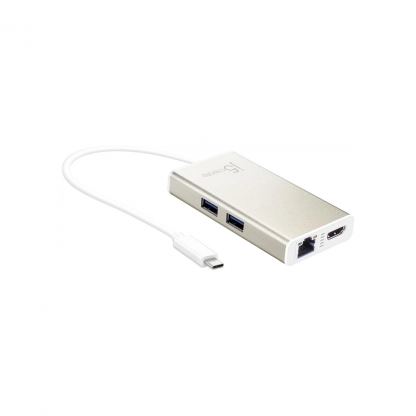 Концентратор J5create USB-C 5-in-1 2xUSB 3.0 + HDMI 4K + USB-C PD + RJ45 1000Mbps gray (JCA374-N)