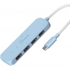 Концентратор J5create USB-C to 4xUSB-A 3.2 10Gbps cyan (JCH341EC-N)