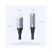 Перехідник Lightning to 3.5mm 0.1m cotton braided aluminum gray Vention (BMBHA)