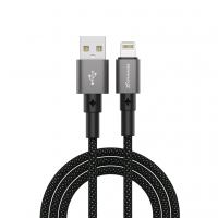 Дата кабель USB 2.0 AM to Lightning 1.0m 2.4A black Grand-X (PL-08B)