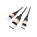 Дата кабель USB 2.0 AM to Lightning + USB-C + Micro 5P 1.0m 2A nylon X26 black+gold HOCO (6957531080275)