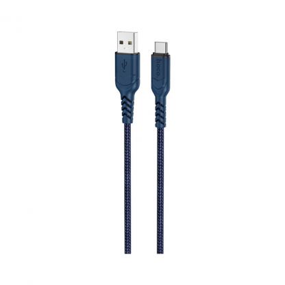 Дата кабель USB 2.0 AM to USB-C 1.0m 3A nylon X59 blue HOCO (6931474744944)