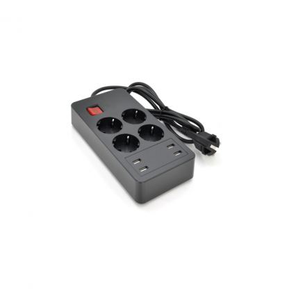 Мережевий фільтр живлення Voltronic 4 роз, 4USB 5V-2.4A, 250V/4000W Black (P-EU4U4S-4000W)