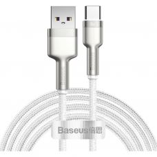 Дата кабель USB 3.1 AM to USB-C 2.0m 6.0A 66W Cafule Series Metal White Baseus (CAKF000202)
