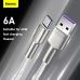 Дата кабель USB 3.1 AM to Type-C 2.0m CAKF 6.0A 66W Cafule Series Metal Data Cable White Baseus (CAKF000202)