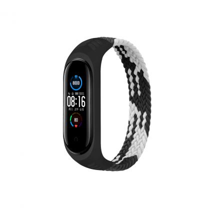 Ремешок для фитнес браслета BeCover Elastic Nylon Style для Xiaomi Mi Smart Band 5/6 (Size M) Black-White (706147)