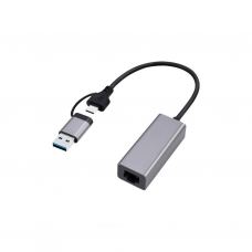 Адаптер USB-A/USB/C to 1Gbps Lan Cablexpert (A-USB3AC-LAN-01)