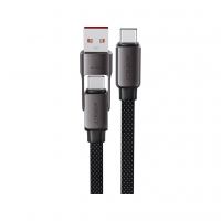 Дата кабель USB-C to USB-C/A 1.2m 3.0A zink alloy C13-04 Black Acefast (6974316282334)