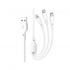 Дата кабель USB 2.0 AM to Lightning + Micro 5P + Type-C 1.0m 2.4A XO (CB-23U3)