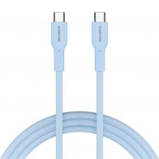 Дата кабель USB-C to USB-C 1.0m OnWire 60CL C-C 60W COLOR Braided 1m Light Blue Canyon (CND-CCAP60AB10LBL)