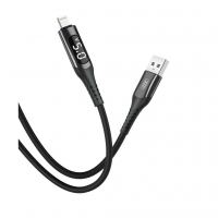 Дата кабель USB 2.0 AM to Lightning 1.0m 2.4A LED black XO (NB162-L-1-BK)