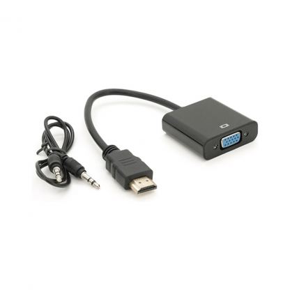 Переходник HDMI M to VGA F + Audio 0.1m 4K/2K black Voltronic (YT-C-HDMI(M)/VGA(F)+AUX-B)