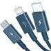 Дата кабель USB 2.0 AM to Lightning + Micro 5P + Type-C 1.5m 3.5A blue Baseus (CAMLTYS-03)
