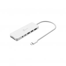 Концентратор J5create USB-C 6-in-1 2xUSB 3.2 + USB-C PD + HDMI 4K + SD/TF + 3.5mm white (JCD373EW-N)