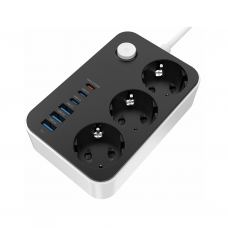 Мережевий фільтр живлення ColorWay CW-CHE36PDB, 3 розетки/ 3USB + 3TYPE-C 2M (CW-CHE36PDB)