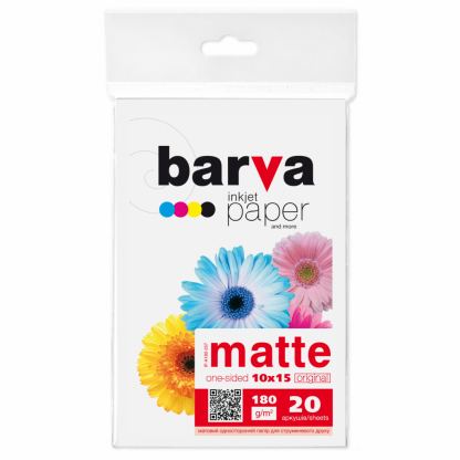 Фотобумага Barva 10x15, 180 g/m2, matt, 20арк (A180-257)