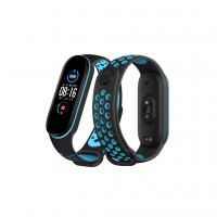 Ремінець до фітнес браслета BeCover Nike Style для Xiaomi Mi Smart Band 5 Black-Blue (705150)